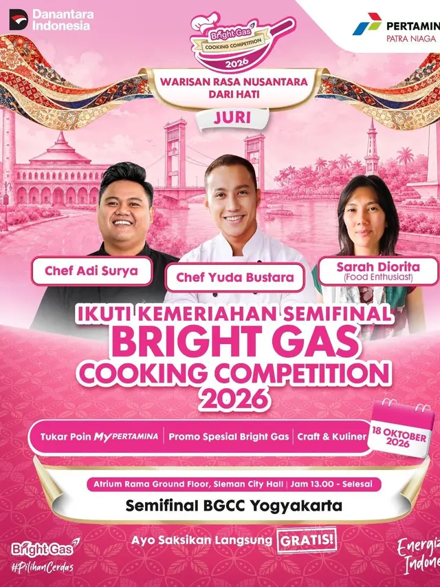 40 Peserta Siap Adu Kreasi Masakan Nusantara di Semifinal Bright Gas Cooking Competition 2026 Yogyakarta, Yuk Jadi Saksi Keseruannya!