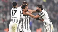 Weston McKennie&nbsp;(tengah) merayakan gol kedua timnya dalam pertandingan Liga Italia Serie A antara Juventus dan Empoli di&nbsp;Juventus Stadium di Turin, Italia, Sabtu (22/10/2022) dini hari WIB. (Fabio Ferrari/LaPresse melalui AP)