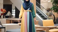 10 Rekomendasi Model Gamis Kombinasi 4 Warna Terbaru 2025, Tampil Elegan Anti-Norak
