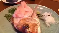 Ikan Sashimi yang hidup lagi ketika hendak disantap 