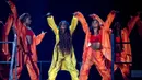 Camila Cabello tampil pada festival musik Rock in Rio di Rio de Janeiro, Brasil, 10 September 2022. Camila Cabello menari funk di World Stage of Rock di Rio. (AP Photo/Bruna Prado)