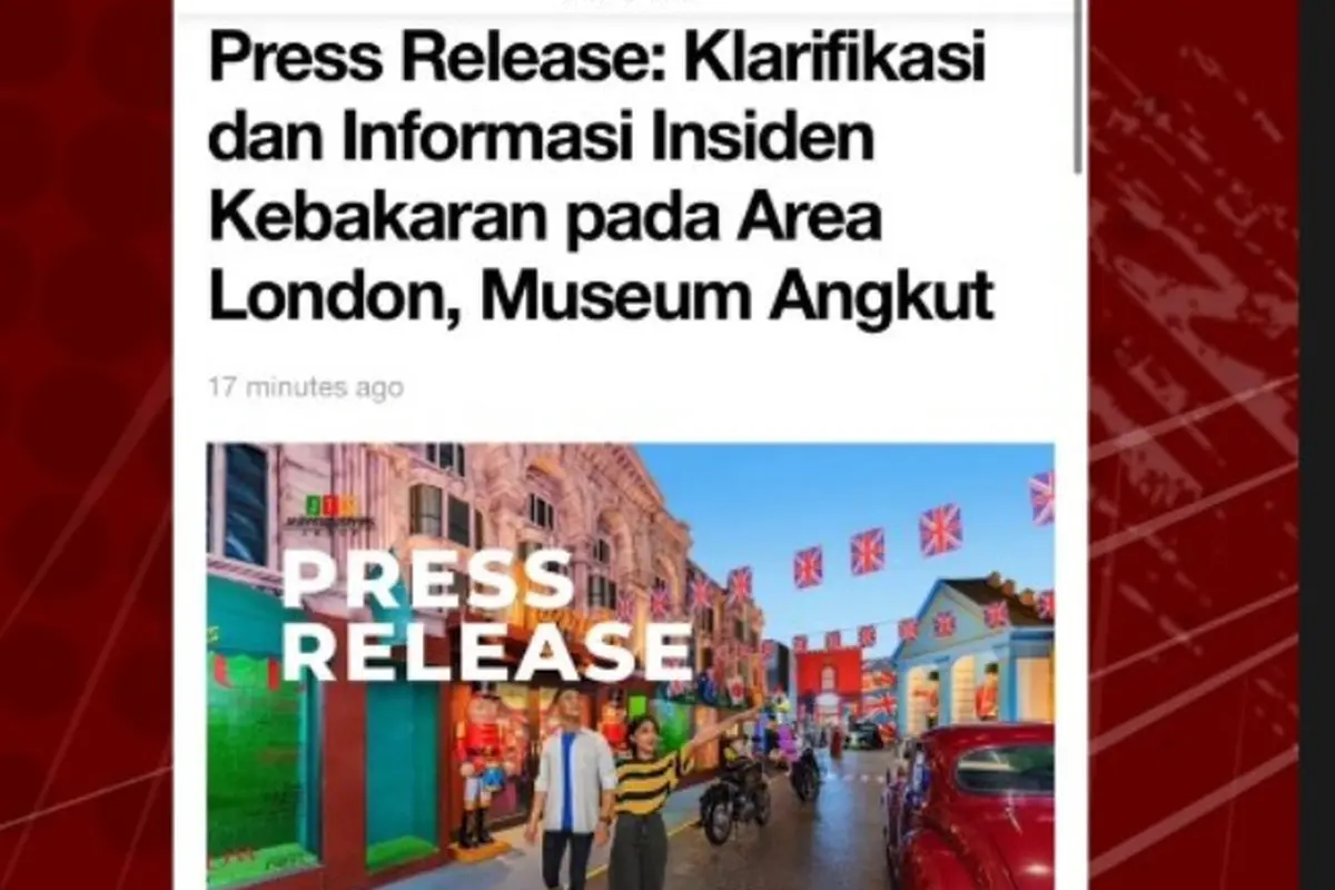 Museum Angkut di Batu Malang Kebakaran Diduga karena Korsleting Listrik, Kerugian Sekitar Rp100 Juta