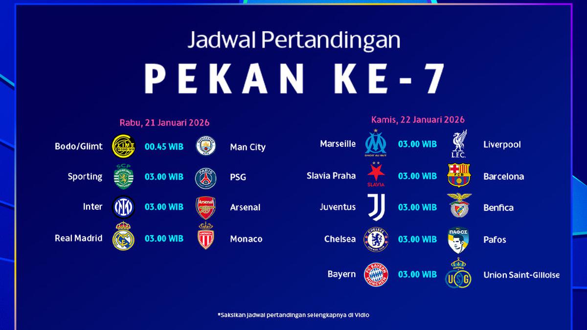 Jadwal Live Streaming Liga Champions 2025/26 Pekan Ke-7, Tayang di Vidio