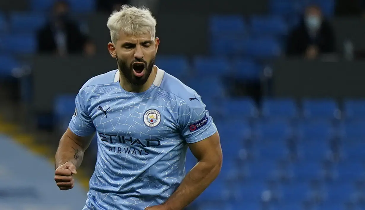 4. Sergio Aguero (180 gol) - Pemain asal Argentina ini tercatat sebagai pemain asing dengan jumlah gol terbanyak di Liga Inggris sepanjang sejarah. Hingga saat ini Aguero telah menyumbangkan 187 gol untuk Manchester City. (AFP/Tim Keeton/pool)