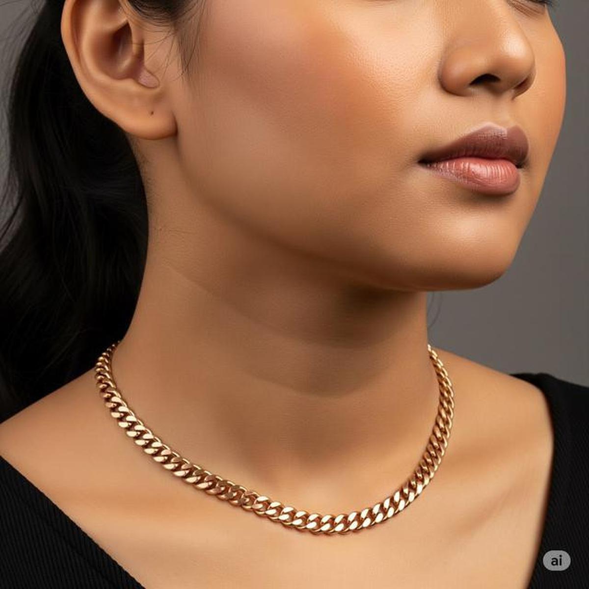 Model Kalung Emas yang Tidak Mudah Putus Rantai Curb Tembaga Campuran.