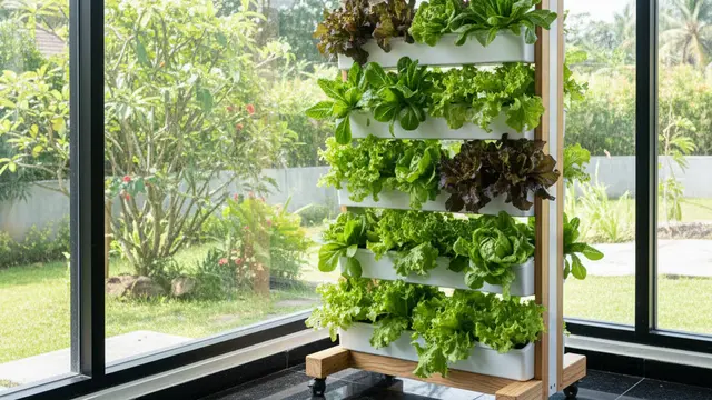 Kebun Sayur Mini Dengan Kombinasi Vertical Tower