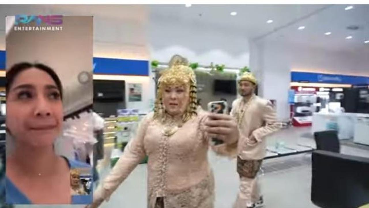 Tantangan Kocak Nagita Slavina, Minta Dua Karyawan Belanja Elektronik Pakai Baju Pengantin