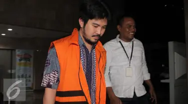 Tersangka pegawai PT. Melati Technofo Indonesia (MTI) Hardy Stefanus, menjalani pemeriksaan di Gedung KPK, Jakarta, Senin (23/1). (Liputan6.com/Helmi Affandi)