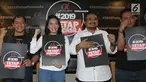 Ketua Nasional Relawan Tim Alpha, Rieke Diah Pitaloka (dua kiri) bersama Ketua Umum GP Anshor Yaqut Cholil Qaumas (dua kanan) saat meluncurkan #2019TetapPancasila di Jakarta, Kamis (13/9). (Merdeka.com/Arie Basuki)