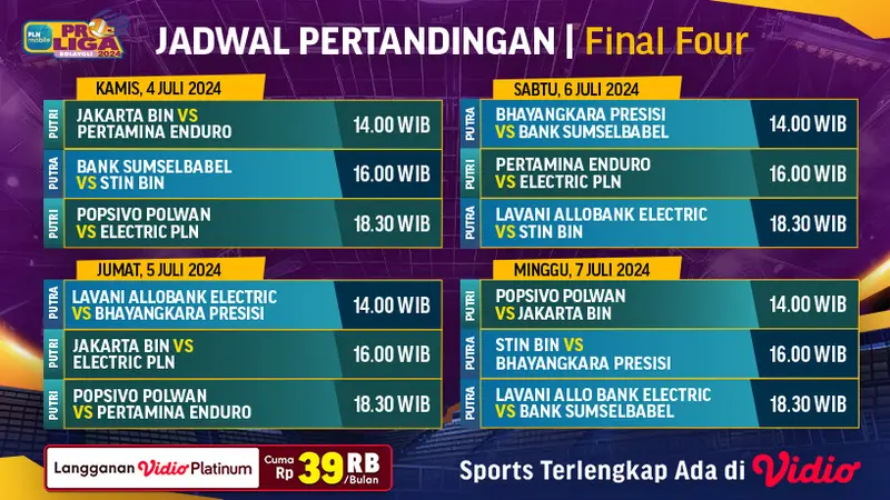 Jadwal PLN Mobile Proliga 2024 Final Four Pertama