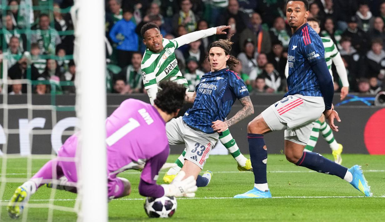 Hasil ini menjadi pencapaian penting bagi Arsenal, yang untuk pertama kalinya mampu meraih kemenangan di fase gugur kompetisi Eropa saat bermain di Portugal setelah enam percobaan sebelumnya selalu berakhir tanpa hasil positif. (AP Photo/Armando Franca)