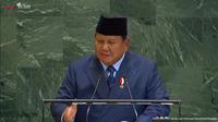 Presiden Prabowo Subianto menyampaikan pidato di Sidang Umum Perserikatan Bangsa-Bangsa (PBB) ke-80, Selasa (23/9/2025). (Dok. Tangkapan Layar YouTube Sekretariat Presiden).