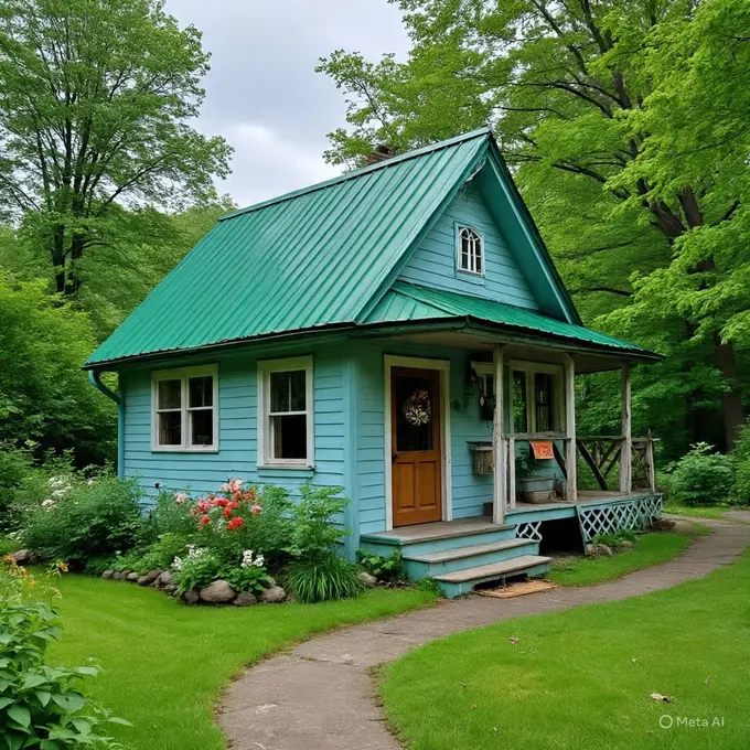 Rumah Kecil Warna Hijau-Biru