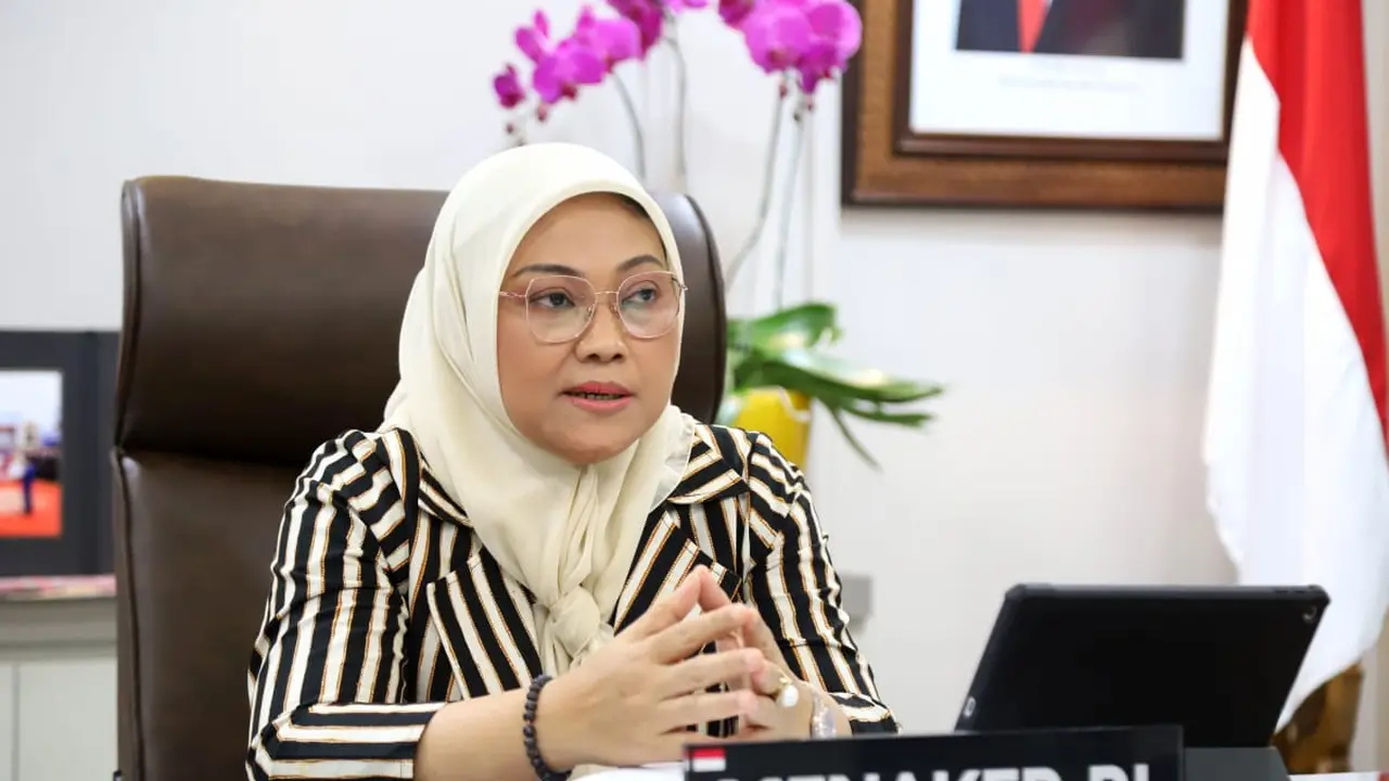 Menaker Ida saat menerima audiensi pengurus GAPKI secara virtual, Selasa (15/6/2021).