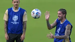 Juara bertahan Argentina akan membuka babak perempat final menghadapi Ekuador di NRG Stadium pada Jumat pukul 08.00 WIB. (JUAN MABROMATA / AFP)