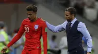 Gelandang Timnas Inggris Dele Alli mendapat cedera ringan saat melawan Tunisia pada laga perdana Piala Dunia 2018. (AP Photo/Alastair Grant)