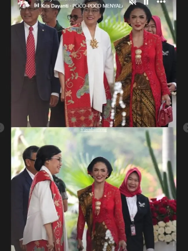 Krisdayanti Tampil Menyala dengan Kebaya Kutubaru Merah di Sidang Tahunan MPR.