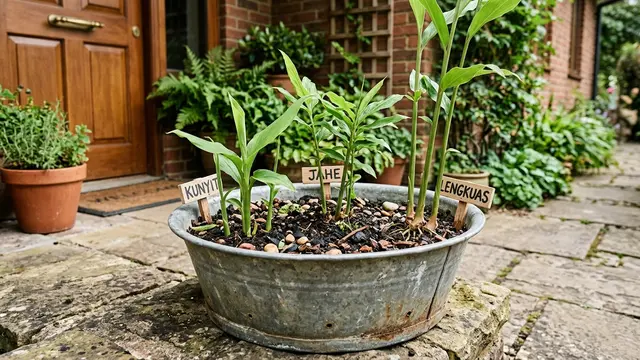 Inspirasi Berkebun Hemat Tanpa Membeli Pot Tanaman dari Baskom Bekas untuk Menanam Jahe, Kunyit dan Lengkuas
