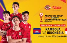 ASEAN U19 Boys Championship 2026 3rd Place: Kamboja vs Indonesia Live Hanya di Vidio