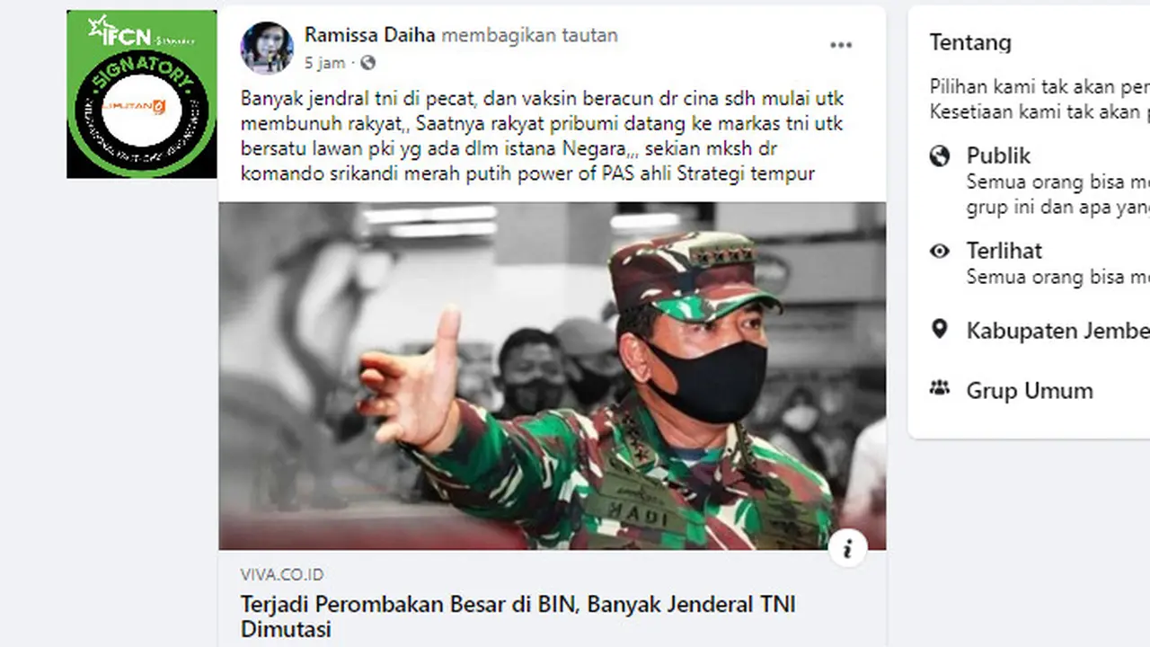 Cek Fakta klaim banyak jenderal TNI dipecat karena PKI