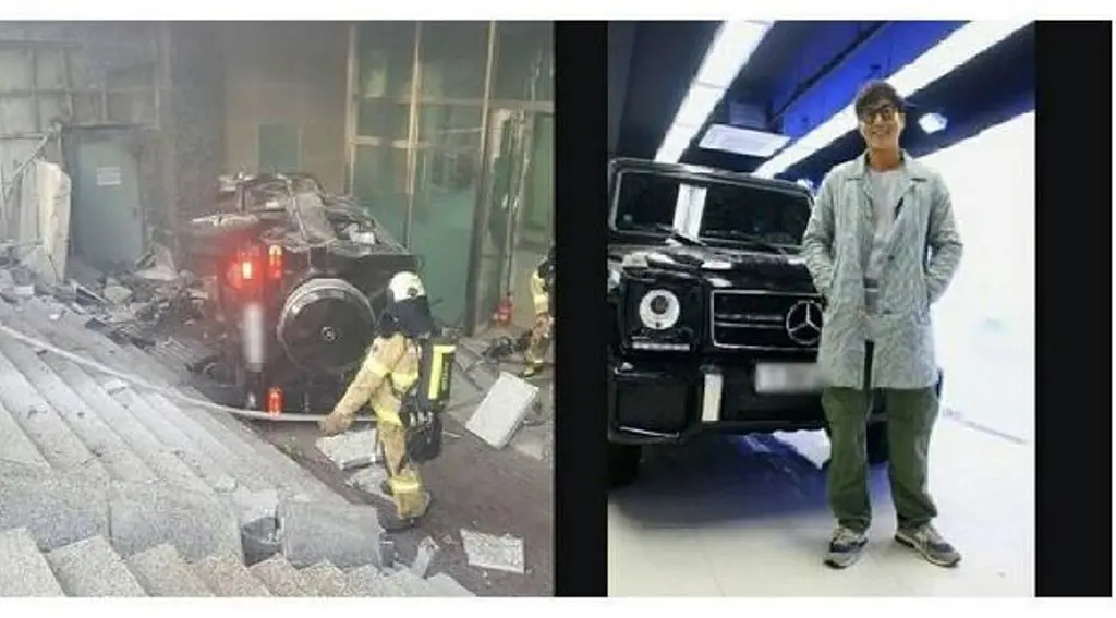 Kondisi mobil Kim Joo Hyuk yang ringsek setelah kecelakaan (Naver)