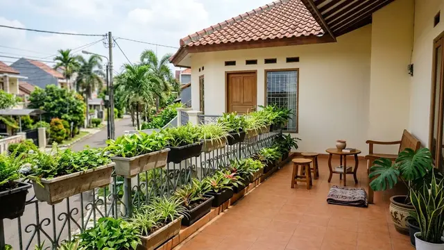 Railing Planter untuk Menata Tanaman di Teras Rumah