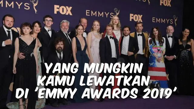 Emmy Awards 2019 telah tuntas digelar di Microsoft Theater, Los Angeles, pada Senin (23/9/2019) pagi waktu Indonesia. Setelah Creative Arts Emmys digelar pada minggu lalu, hari ini piala Emmy diserahkan kepada pemain, sutradara, penulis, juga produse...