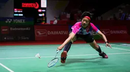 Putri Kusuma Wardani yang akrab disapa Putri KW mampu lolos ke babak 16 besar Indonesia Masters 2023 setelah mengalahkan pebulu tangkis tunggal putri Jepang, Aya Ohori di babak 32 besar dengan kemenangan rubber game, 21-17, 23-25 dan 23-21 dalam waktu 1 jam 28 menit. (Bola.com/Bagaskara Lazuardi)