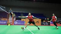 Ganda putra Indonesia, Fajar Alfian/Muhammad Rian Ardianto, saat tampil pada Kejuaraan Bulutangkis Beregu Campuran Asia 2023, Kamis (16/2/2023). (PBSI)