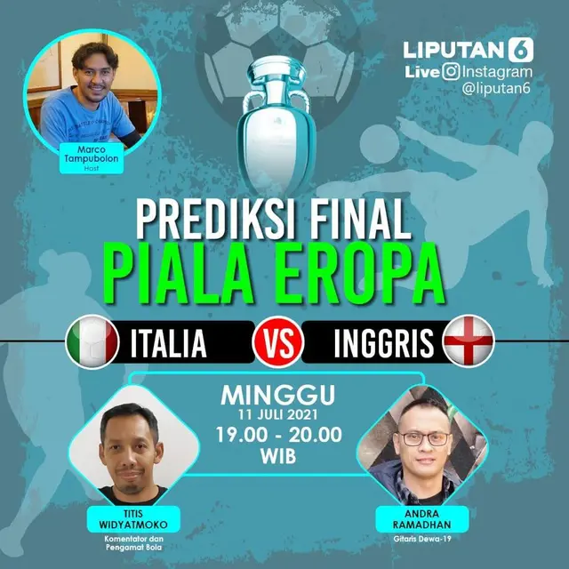 Andra Ramadhan bakal memprediksi siapa tim yang bakal keluar sebagai jawara Piala Eropa 2020.