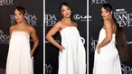 Foto kolase Tessa Thompson saat menghadiri pemutaran perdana film Black Panther: Wakanda Forever di El Capitan Theatre di Hollywood, California pada 26 Oktober 2022. (Jesse Grant/Getty Images untuk Disney/AFP)