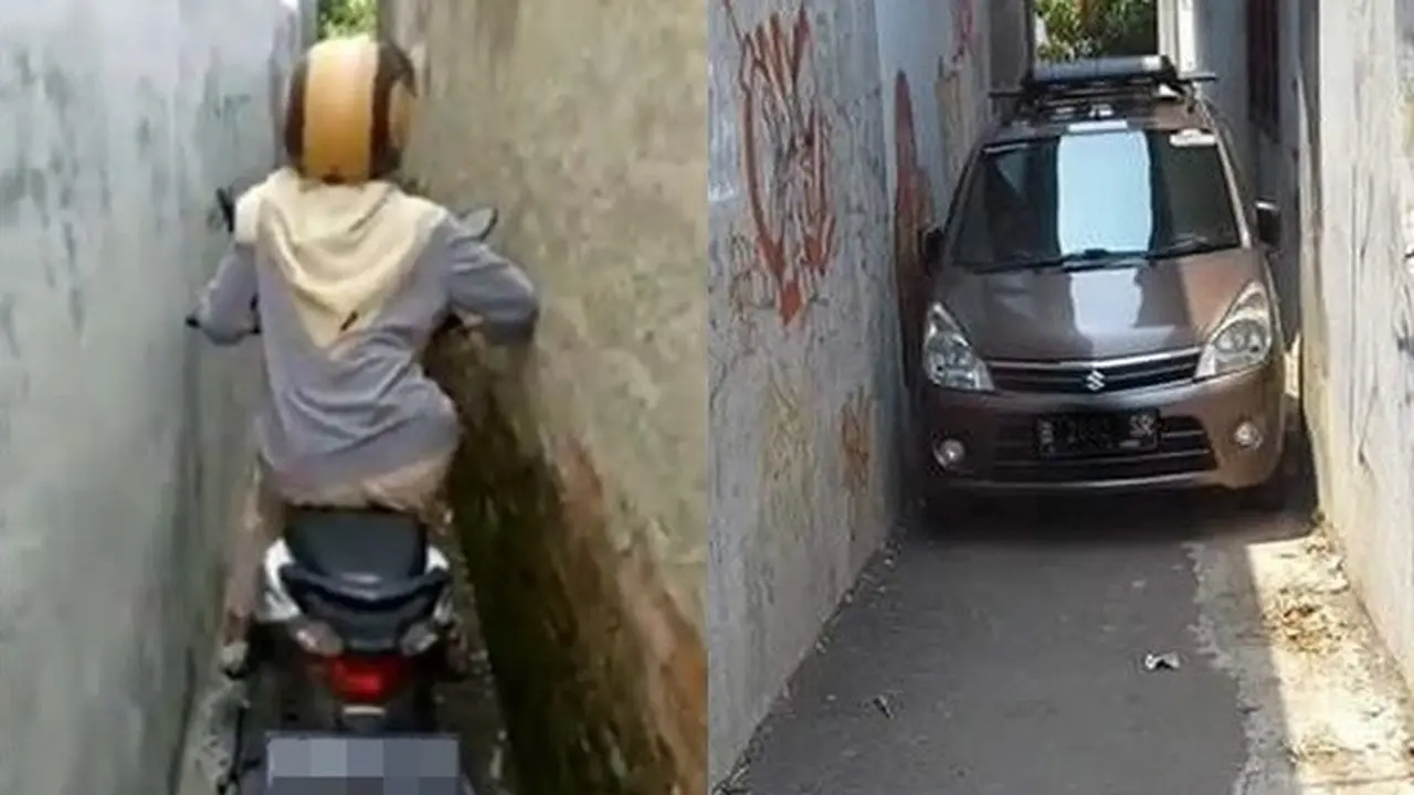 6 Potret Kendaraan Terjebak di Gang Sempit Ini Bikin Tepuk Jidat