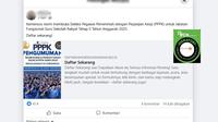 Tangkapan layar klaim link pendaftaran seleksi Guru Sekolah Rakyat Tahap II Tahun 2025 di Facebook.