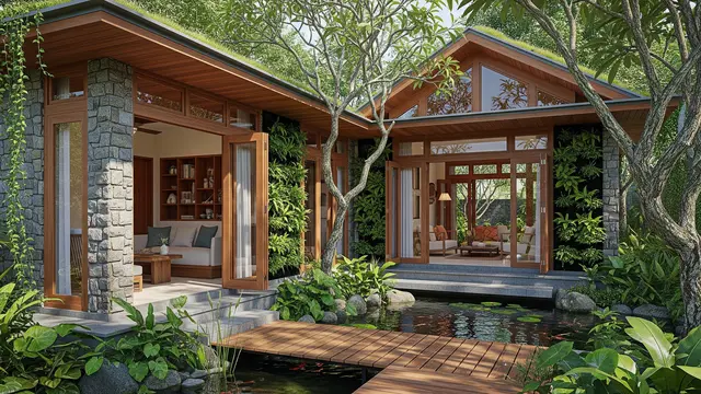 Model Rumah 6x9 dengan Teras Belakang Menghadap Kolam Ikan