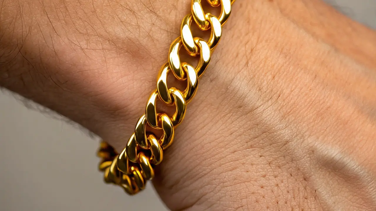 Gelang Emas Rantai Pria Model Cuban Link