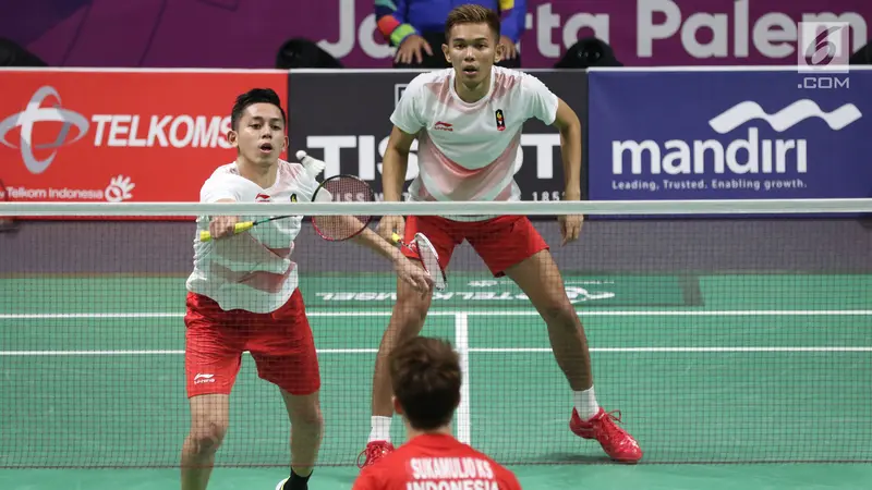 Aksi Dua Ganda Putra Indonesia di Final Perseorangan Asian Games 2018