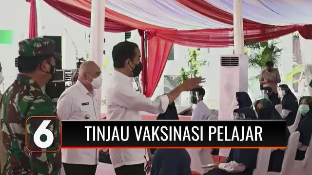 Presiden Jokowi didampingi Menhan Prabowo Subianto, meninjau vaksinasi massal Covid-19 bagi pelajar di Samarinda, Kalimantan Timur. Sementara itu, penyuntikan vaksin dosis pertama di Indonesia sudah mencapai 58 juta orang.