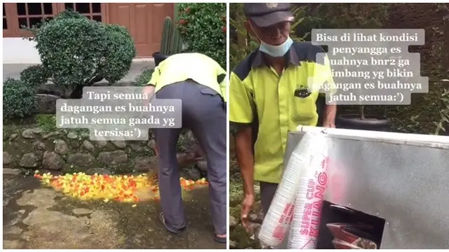 Dagangannya Jatuh Tak Tersisa, Kisah Penjual Es Buah Ini Bikin Haru