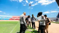 Manajemen dan Match Organizing Committee (MOC) PSIM Yogyakarta bersama Direktorat Pengamanan Objek Vital (Ditpamobvit) Polda DIY saat melakukan re-risk assessment sistem manajemen pengamanan tingkat stadion di Stadion Sultan Agung (SSA), Bantul, Senin (24/8/2026) (Dok PSIM).