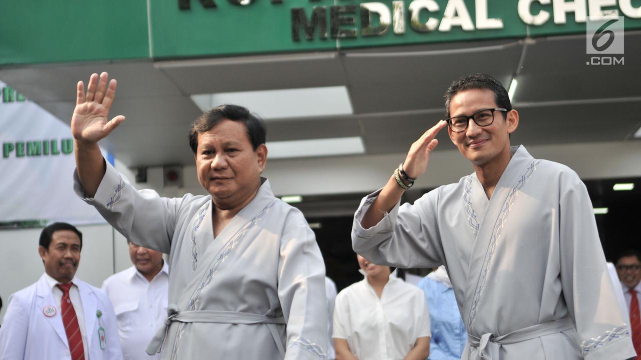 Prabowo Subianto dan Sandiaga Uno Tes Kesehatan
