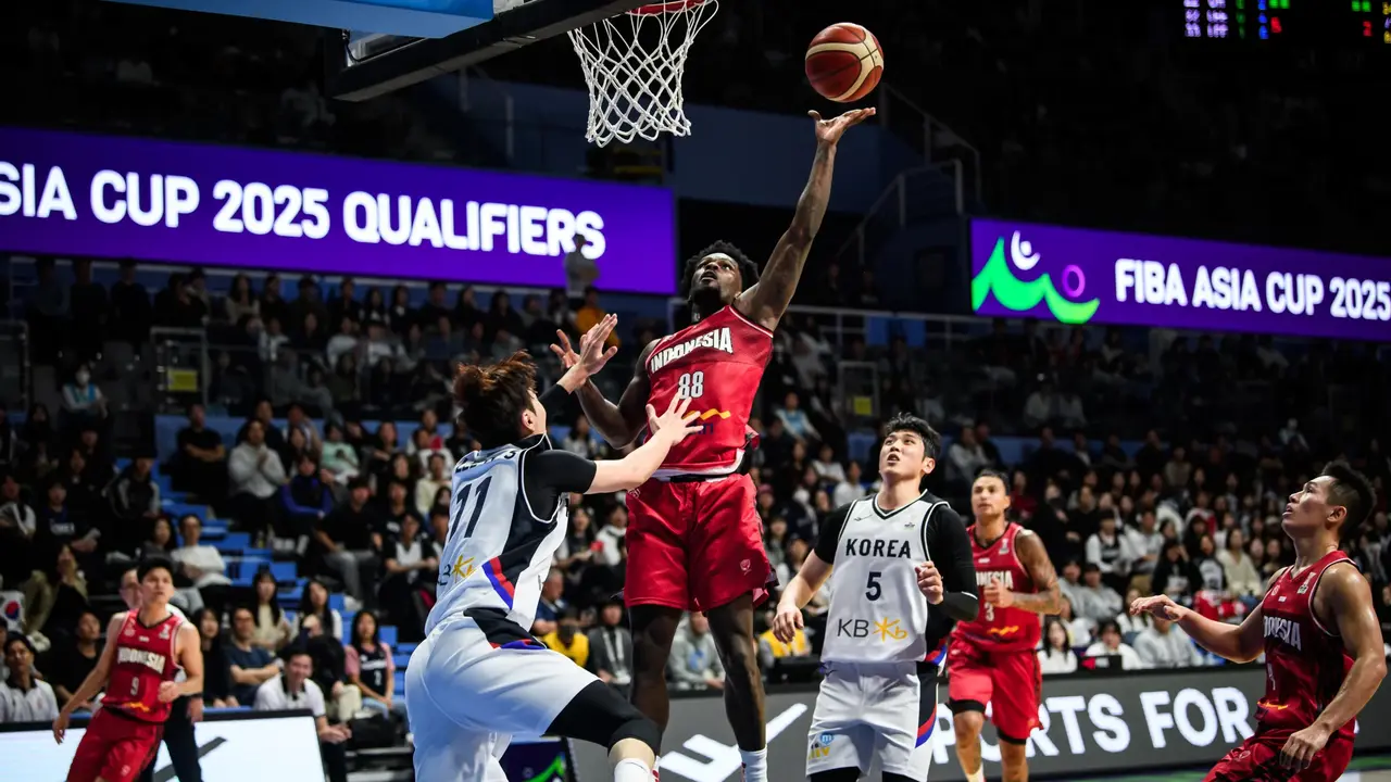 Aksi Anthony Beane saat timnas basket Indonesia melawan Korea di Kualifikasi FIBA Asia Cup