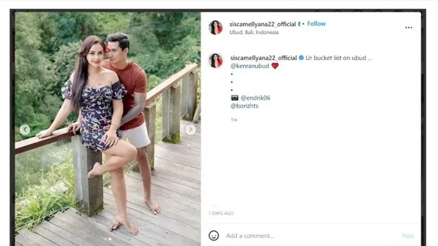 Selebgram Sisca Mellyana dan Kekasihnya Boriz Hutasoit.