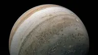 Pesawat Antariksa Juno milik NASA mengabadikan belahan selatan Jupiter pada 17 Februari 2020. (Foto: NASA/JPL-Caltech/SwRI/MSSS/Kevin M. Gill, © CC BY)