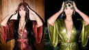 Kim Kardashian rayakan ulang tahunnya dengan gaya glamor. Ia kenakan dua kaftan mini sekaligus dari Rabanna. [@kimkardashian]