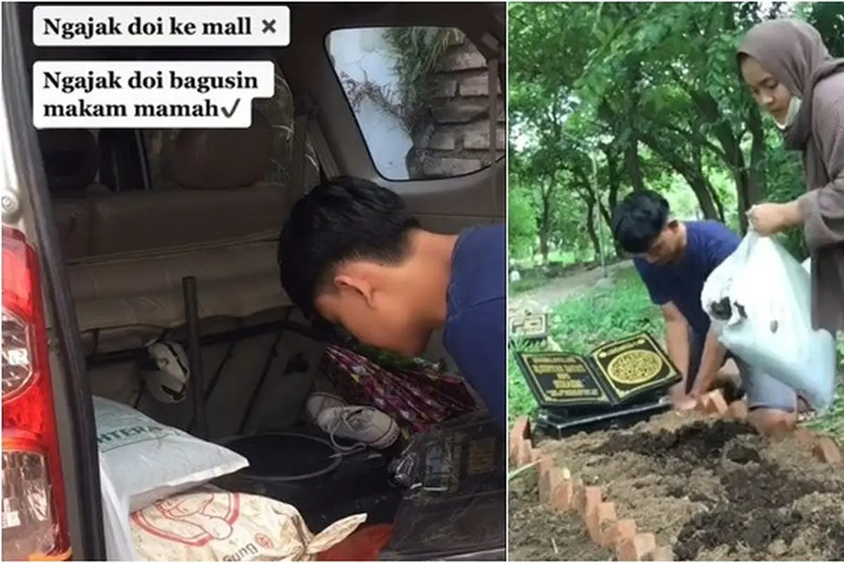 Pria Ini Ajak Pacarnya ke Kuburan, Aksi Bawa Bahan Bangunan Bikin Haru