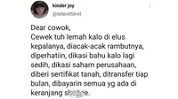 6 Kelemahan Cewek ala Netizen Ini Bikin Cowok Geleng Kepala (sumber: Twitter/teteretteret)