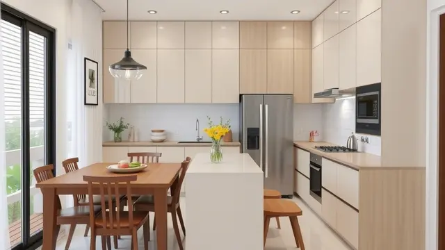 layout dapur menyatu dengan ruang makan (ilustrasi by qwen.ai)