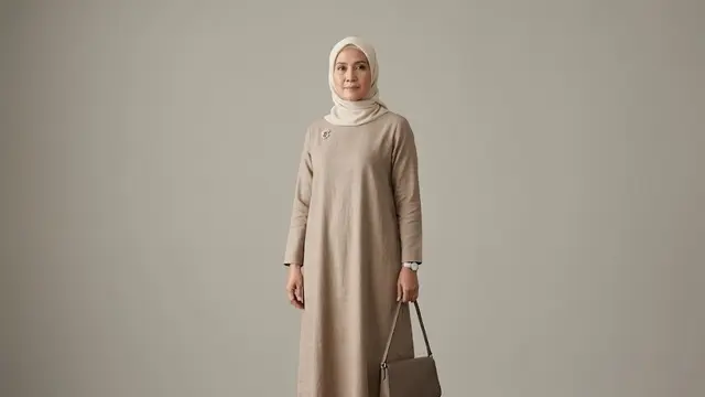 Gamis Polo Linen dengan Siluet Lurus