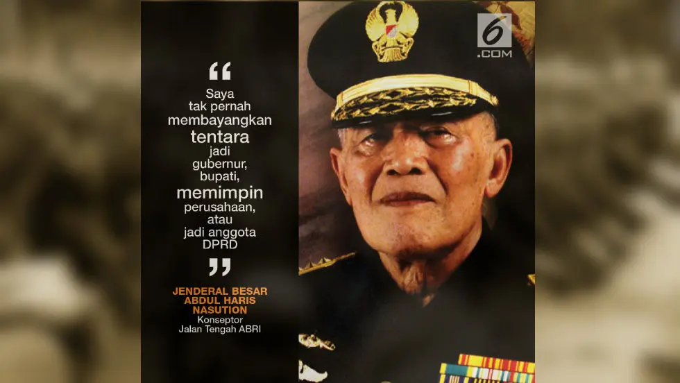 Jenderal Besar AH Nasution, penggagas Konsep Jalan Tengah ABRI (AFP PHOTO / HO / Oka Budhi)
