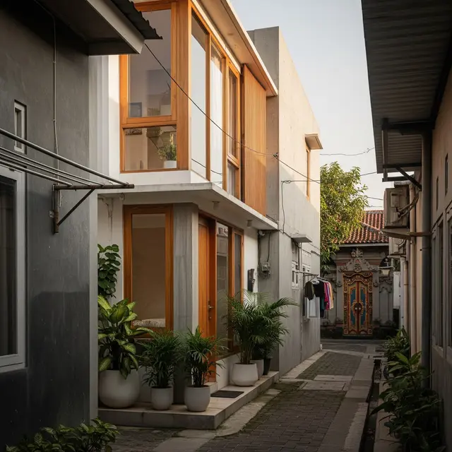 Ilustrasi Rumah di Gang Sempit